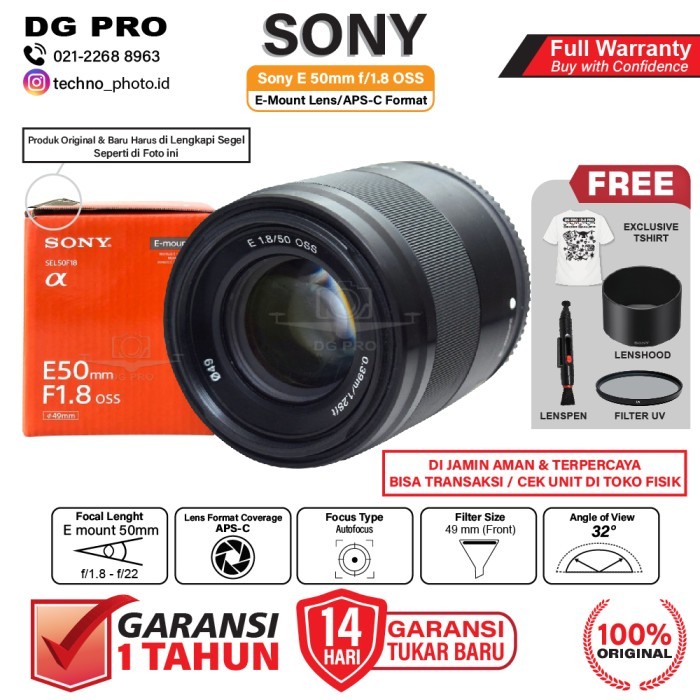 Lensa Sony E 50mm f1.8 OSS Lens Mirrorless Camera A6400 A6000 A5100