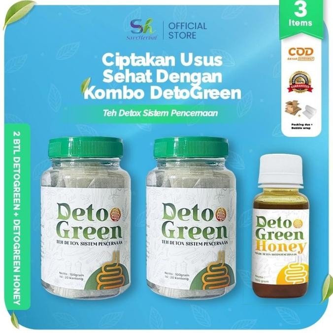 

Paket 3 Item, Teh DetoGreen 2 botol+1 Botol Madu. Detox Usus Pencernaan dan Diet LM