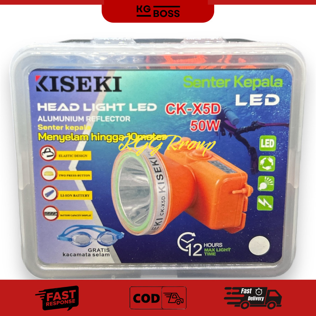 KISEKI SENTER KEPALA SELAM 50W CK X5D PUTIH HEADLAMP DIVING 50W CK X5 D