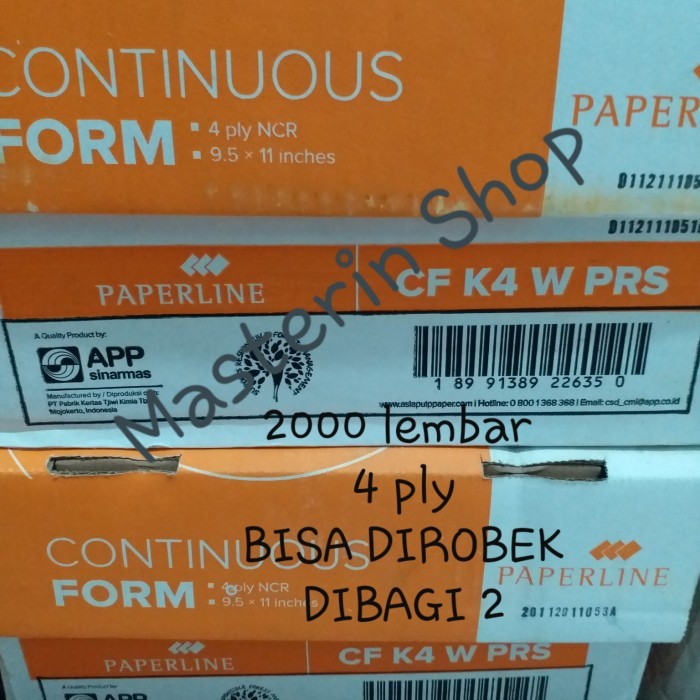 

Kertas Komputer/Continous Form 9.5"x11" 4 ply PRS(Bs dirobek dibagi 2)