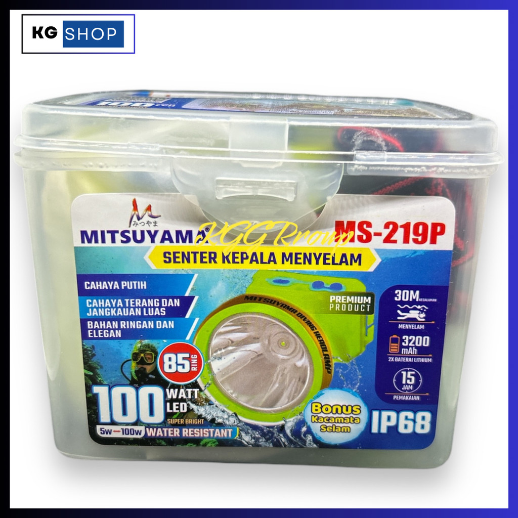 MITSUYAMA SENTER KEPALA SELAM 100W MS219P PUTIH HEADLAMP DIVING 100W MS 219 P
