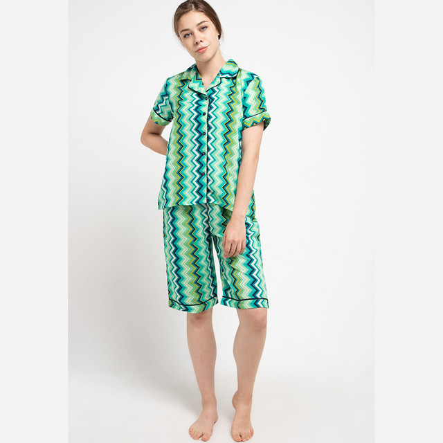 Anne Wintours Pyjama Short Sleeve Short Pants Satin Sleepwear Wanita