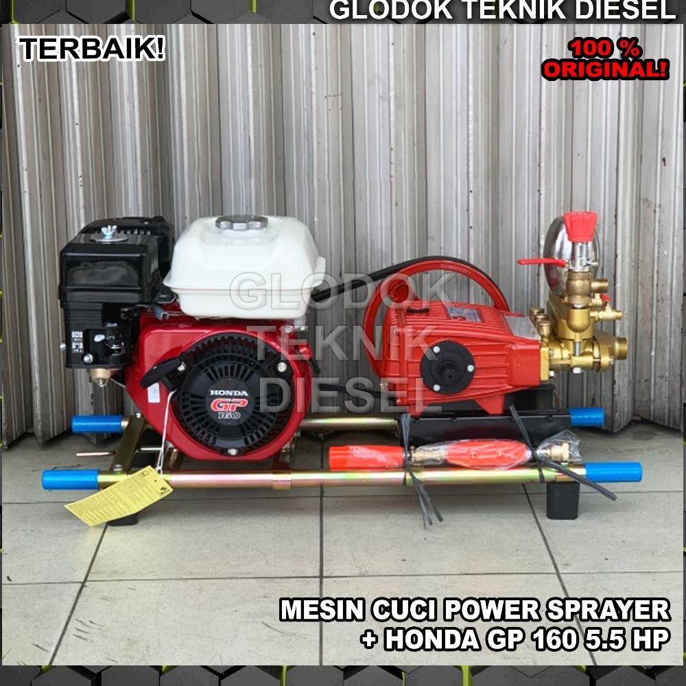 Ang Mesin Power Sprayer Steam Cuci Motor & Mobil + Honda Gp 160 Gp160 Engine Bensin Siap Pakai Satu 