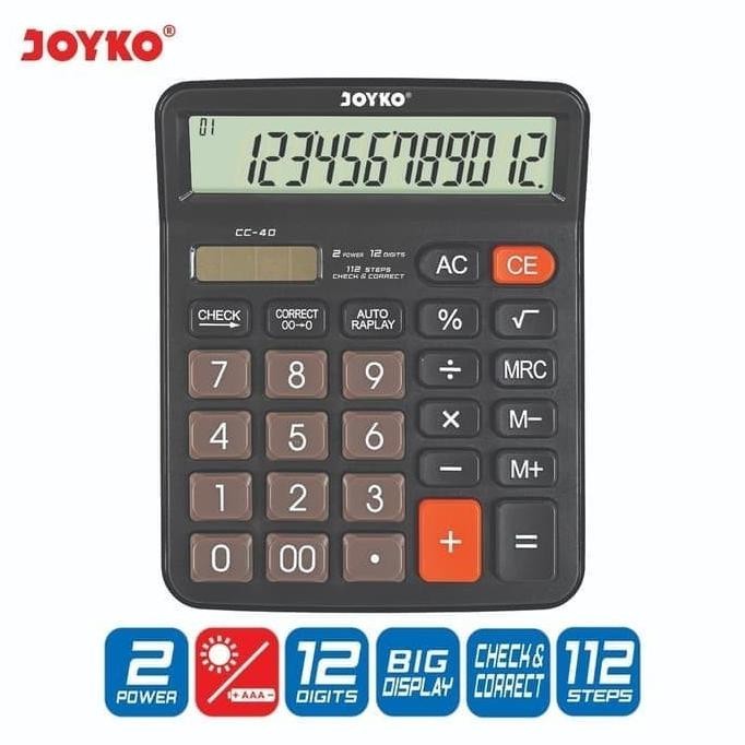 

TERSEDIA JOYKO CC-40 KALKULATOR CHECK CORRECT 12 DIGIT -CALCULATOR DESKTOP CC40