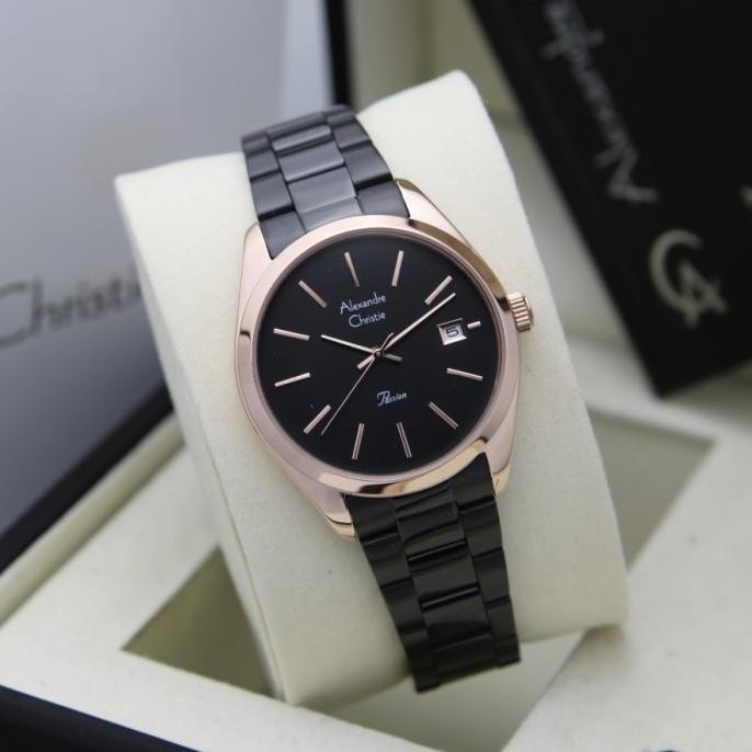 ALEXANDRE CHRISTIE AC2839 AC 2839 BLACK ROSEGOLD JAM WANITA
