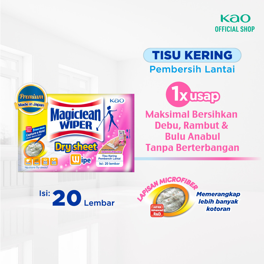 Magiclean Wiper Dry sheet Tisu Kering Pembersih Lantai, Debu, Rambut, Bulu isi 20 Lembar