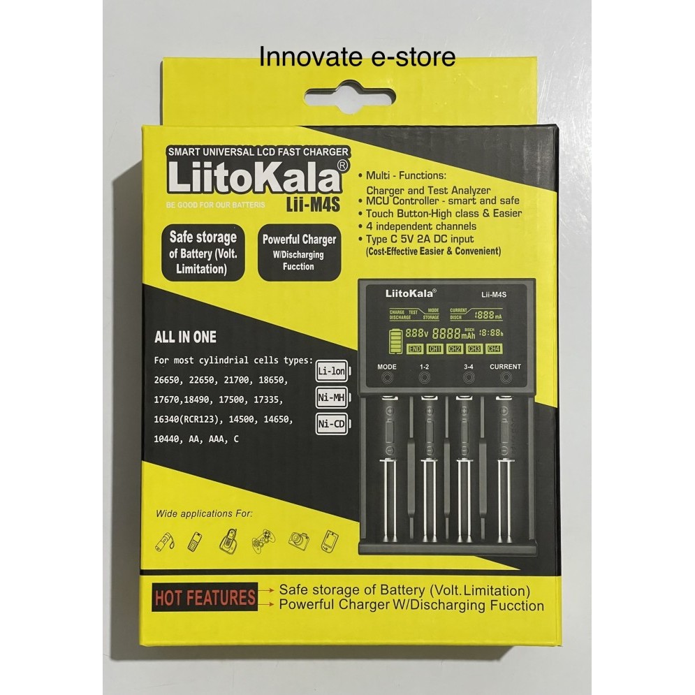 Charger baterai batre 18650 21700 liitokala lii-m4s lii m4s