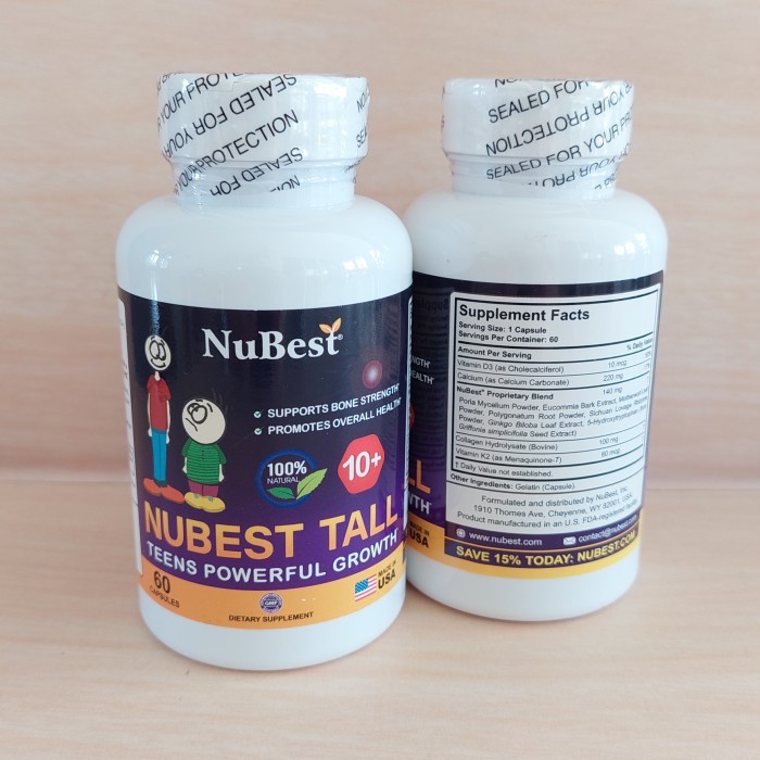Terlaris NUBEST TALL 10 + TALL HEIGHT MAXIMIZING GROWTH MULTIVITAMIN 60 caps SALE