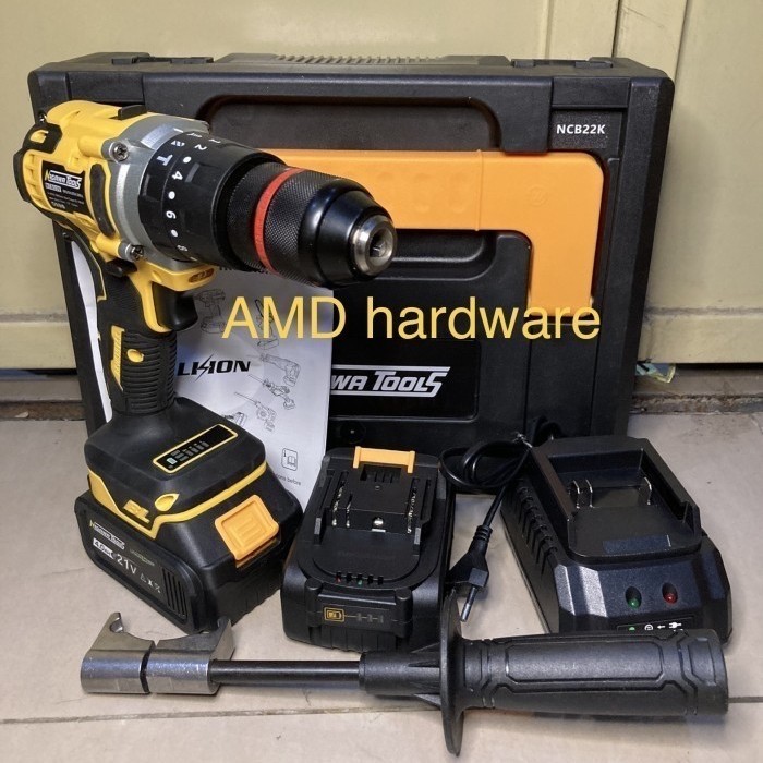 NAGAWA NCB22K CORDLESS BOR BETON IMPACT 13mm SET BRUSHLESS BATERAI 21V