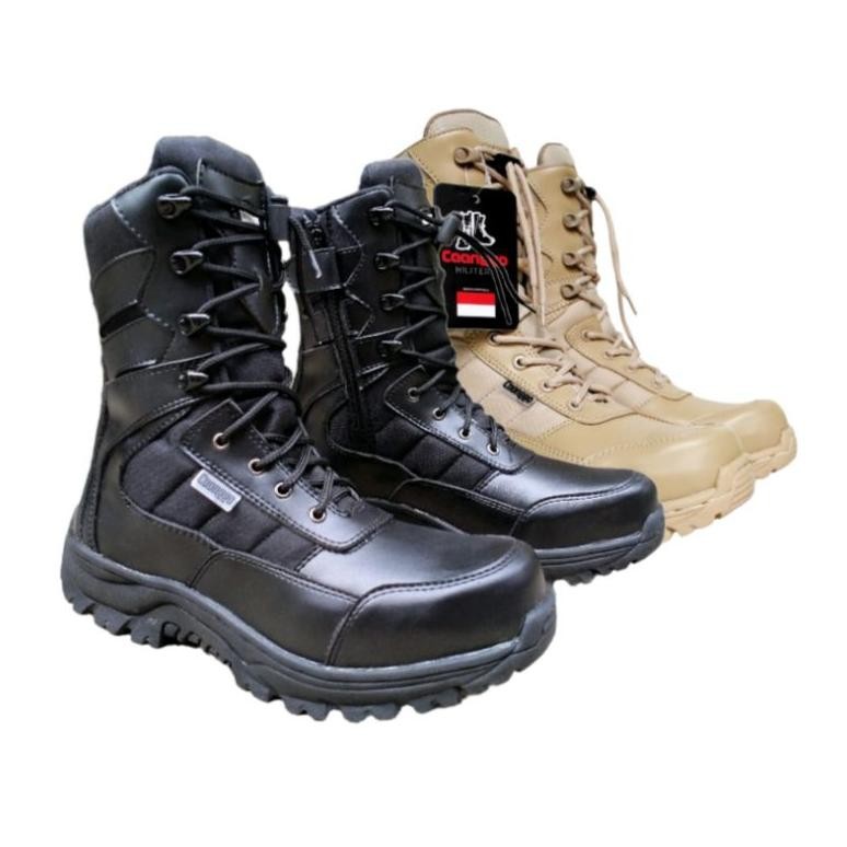 Sepatu Polisi Pdl Pdh Satpam Satpol Pp Boots Tactical Predator Black Cream Pria Keren