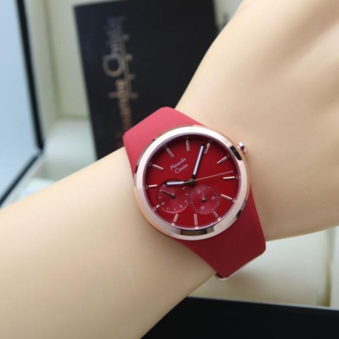 JAM TANGAN WANITA ALEXANDRE CHRISTIE AC2663 AC 2663 RED ROSEGOLD