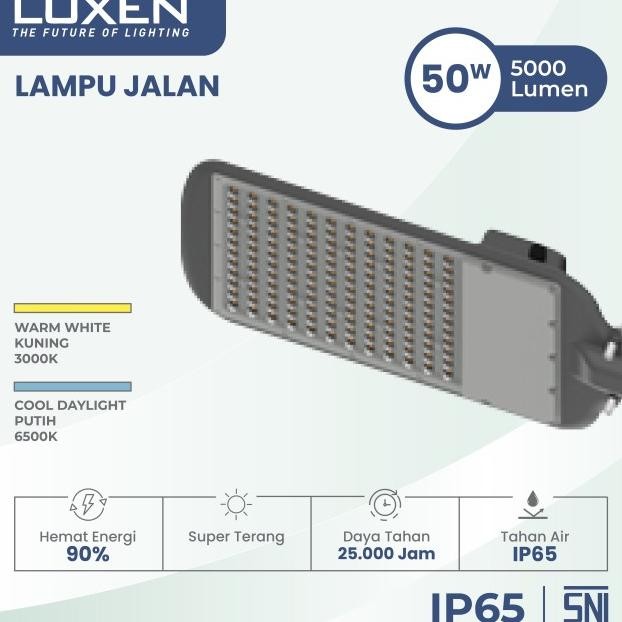 Luxen Lampu Jalan Led Pju 50 Watt Cahaya Putih Dan Kuning