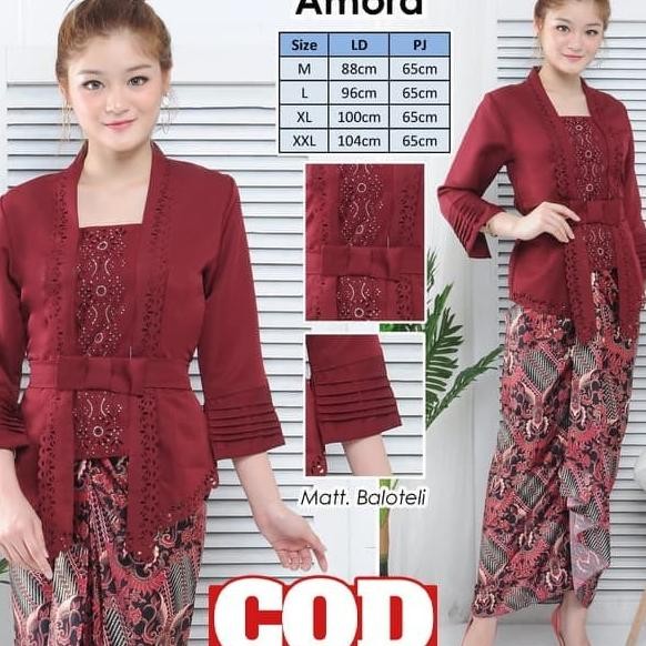 Kebaya Ern Merah / Atasan Kebaya Merah / Kebaya Kutu Baru Merah
