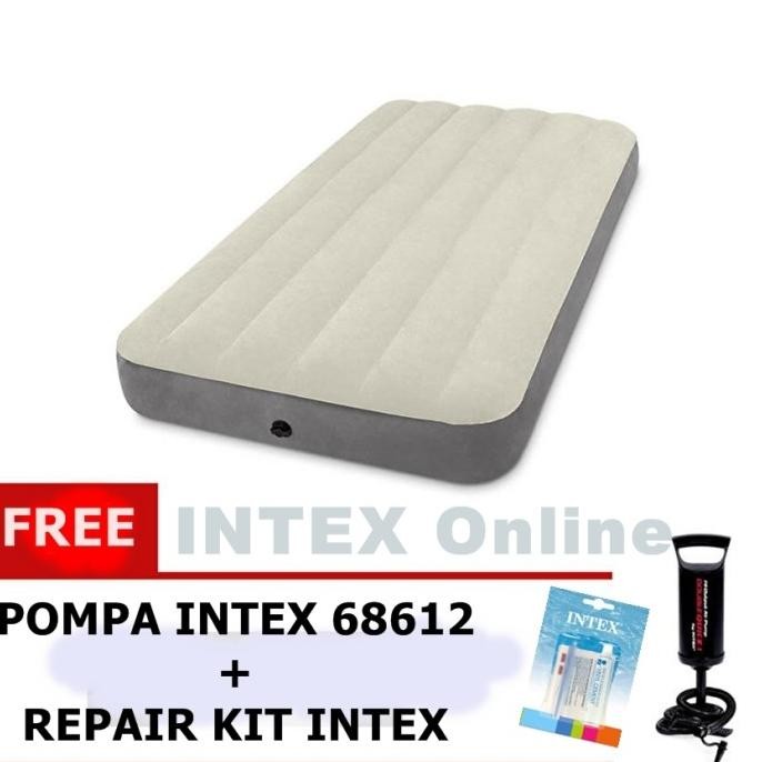 PAKET Kasur Angin INTEX DURA BEAM TWIN + POMPA INTEX + LEM 64707