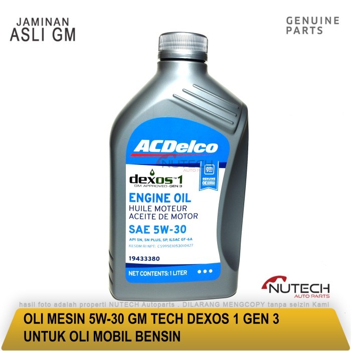 OLI MESIN BENSIN 5W 30 5W30 FULL SINTETIS GM TECH DEXOS 1 GEN 2