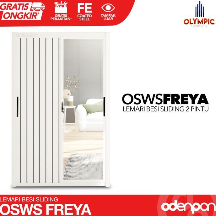 OLYMPIC Lemari Pakaian Baju 2 Pintu Besi Sliding Minimalis OSWS FREYA