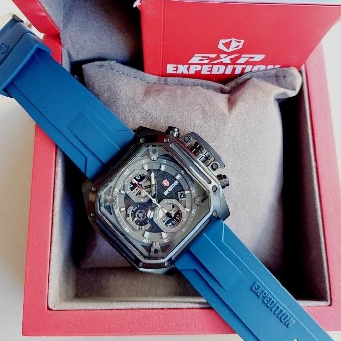 JAM TANGAN PRIA EXPEDITION E6812 E 6812 BLACK BLUE ORIGINAL