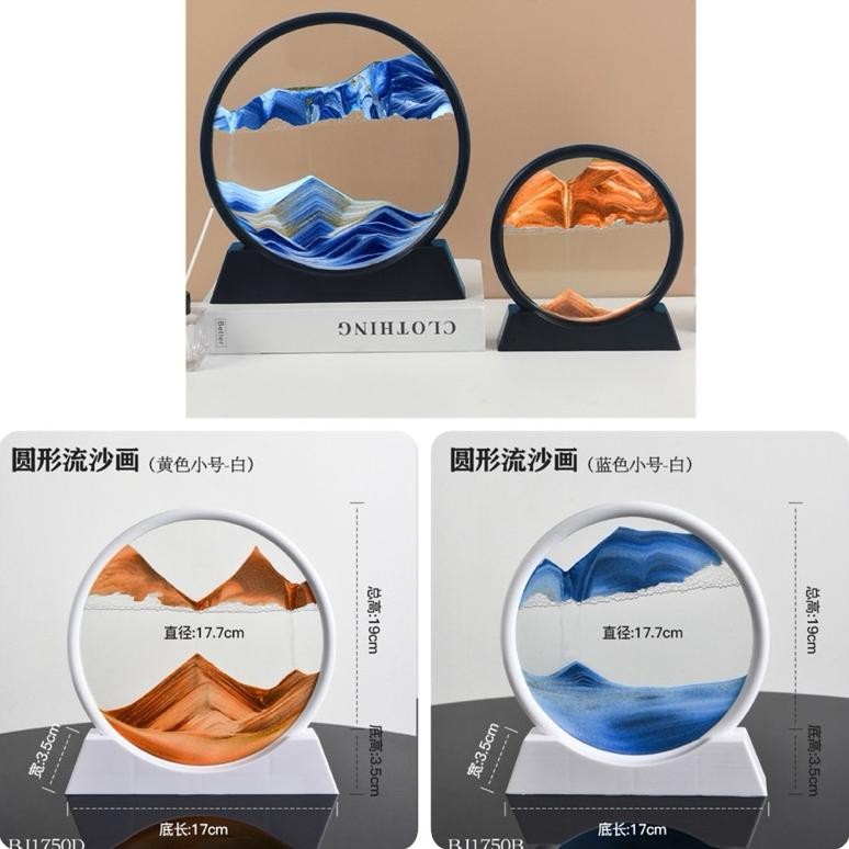 Ornament Pasir 3D Kaca Quick sand Painting  Jam Pasir Lukisan Painting Meja