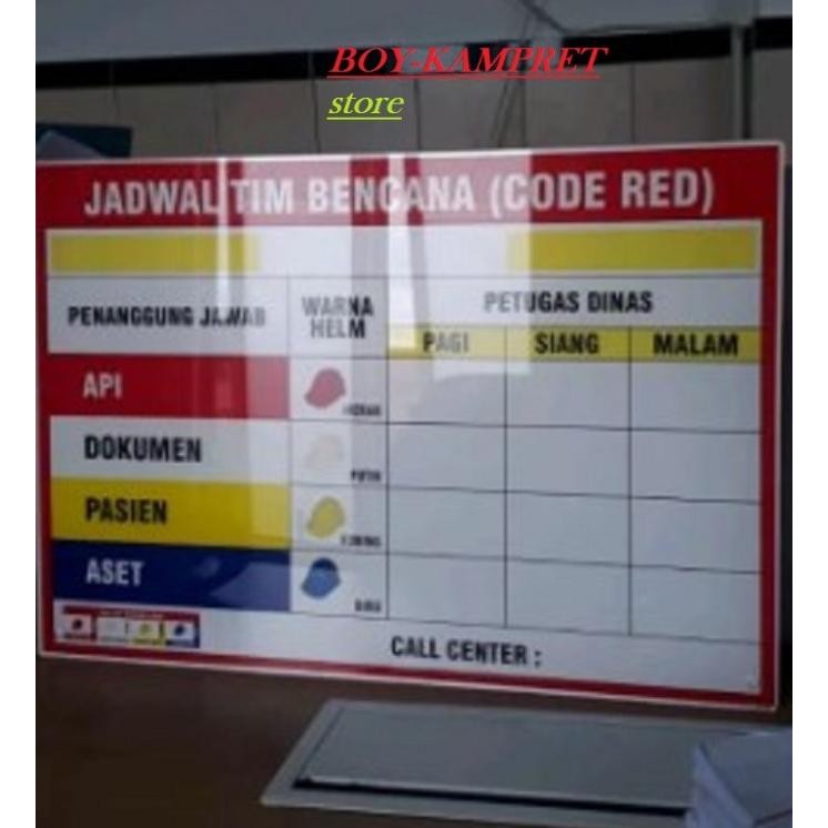 

TERLARIS - Papan Akrilik Jadwal Tim Bencana, Papan Code Red