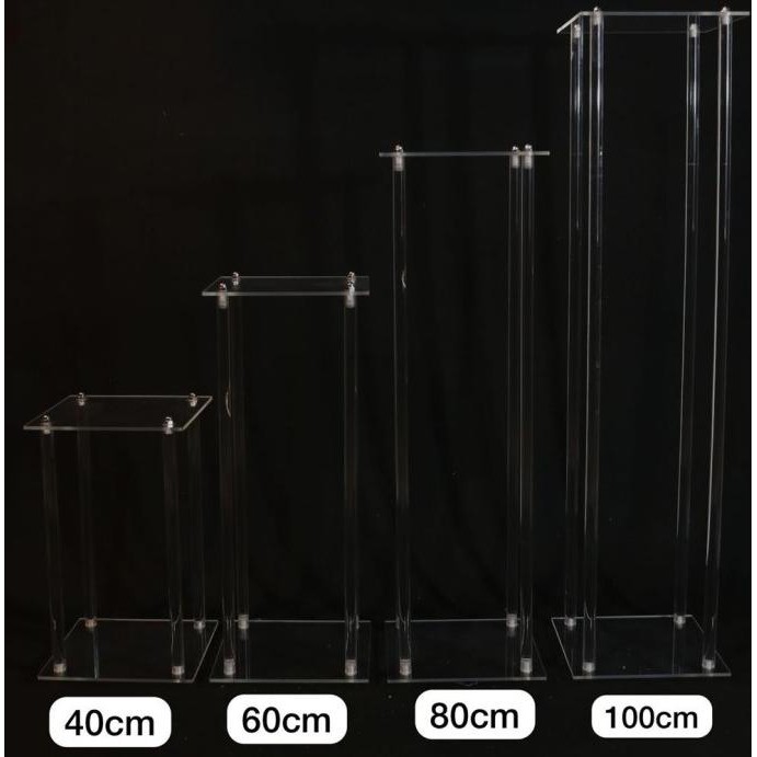TERMURAH - Standing Acrylic Square Flower Holder Centerpiece