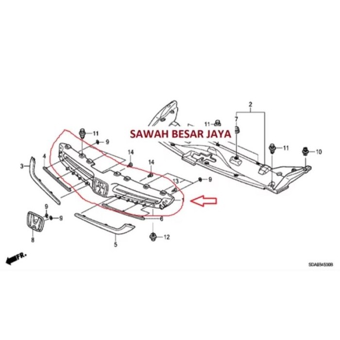 Base Gril Grill Grille Depan Honda Accord CM5 2003 2004 2005 Original