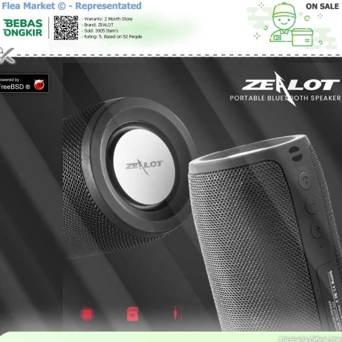 Zealot Portable Bluetooth Speaker - S32 - Hitam, Zealot