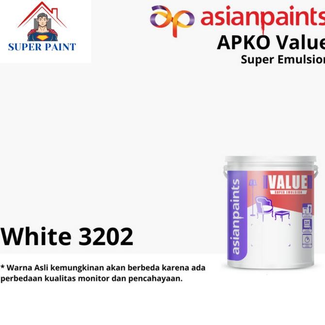 Cat Tembok & Plafon ASIAN PAINT APKO VALUE Super Putih White 25kg PAIL