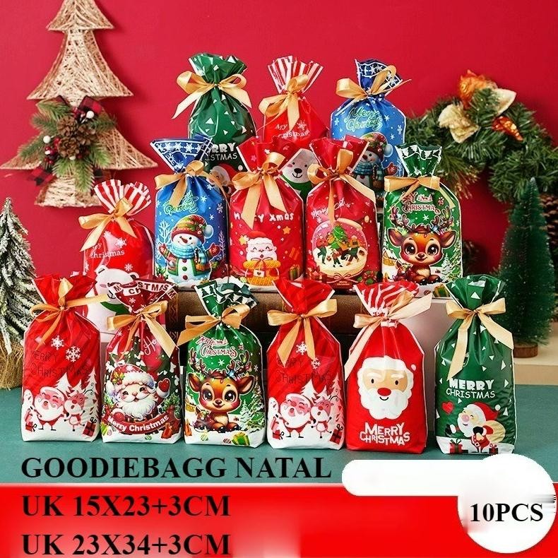 

10PCS GOODIE BAG CRISHMAST UK BESAR 23X34CM GOODIEBAG BESAR NATAL KANTONG SNACK SERUT NATAL