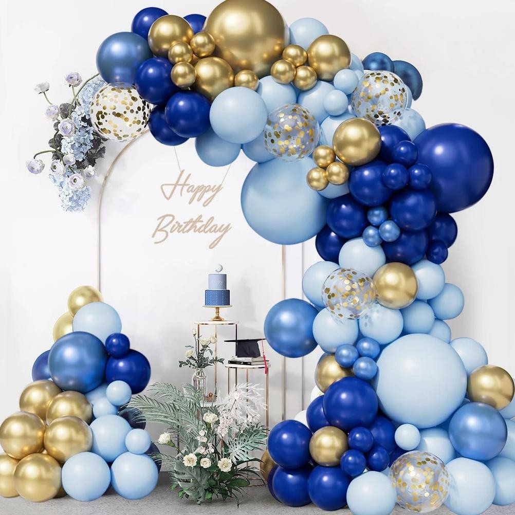 Mii Dee 103pcs Balon Garland Karangan Bunga Warna Biru Untuk Dekorasi Pesta Ulang Tahun Balon Garlan