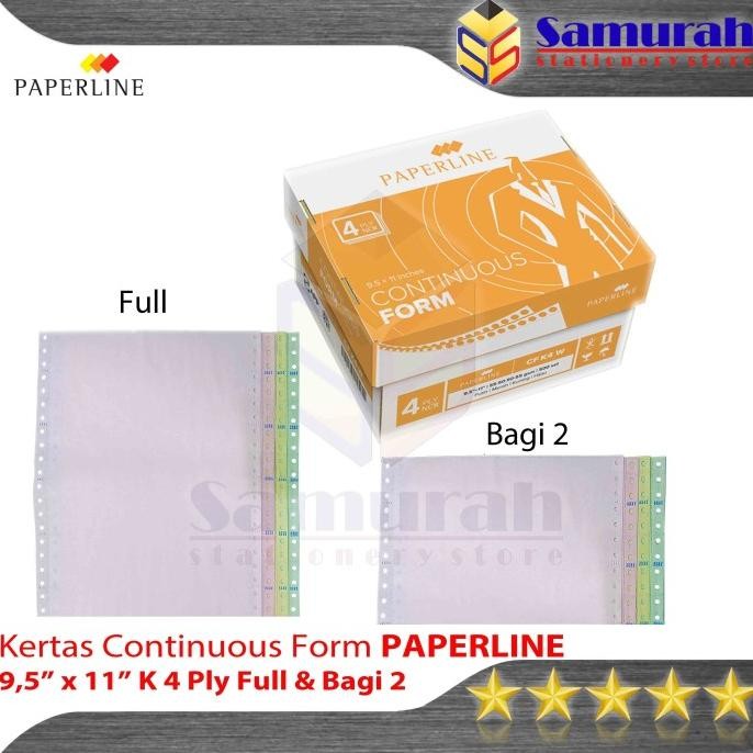 

BEBAS ONGKIR - Kertas Continuous Form Paperline 9,5 x 11 K 4 Ply Warna Full / Bagi 2