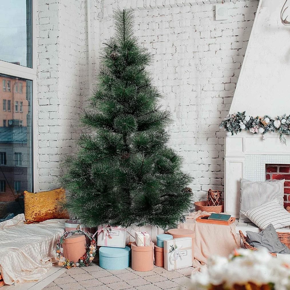 Pohon Natal Lengkap Dengan Aksesoris Pine Cones 90Cm Pohon Natal Mini Lengkap