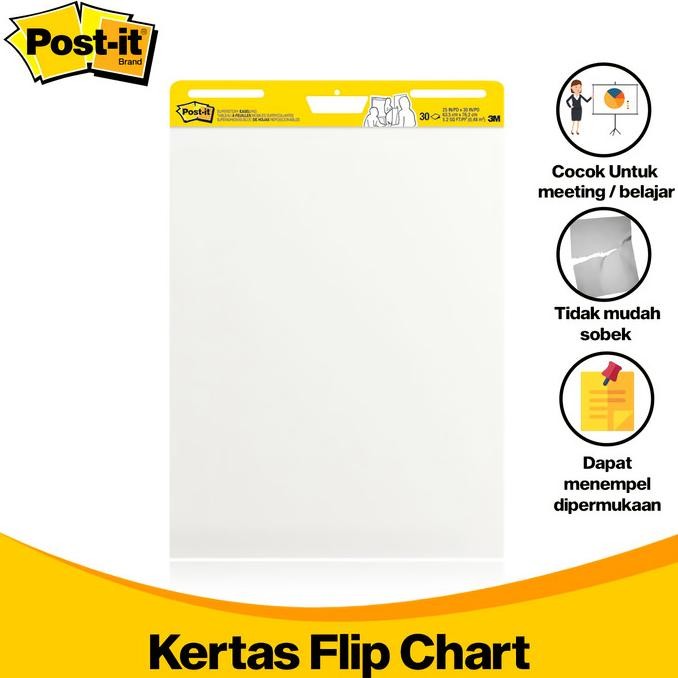 

BEBAS ONGKIR - 3M Post-it Kertas Flip Chart Tempel 63.5 x 76.2 cm 30 Lembar 3M-559SS