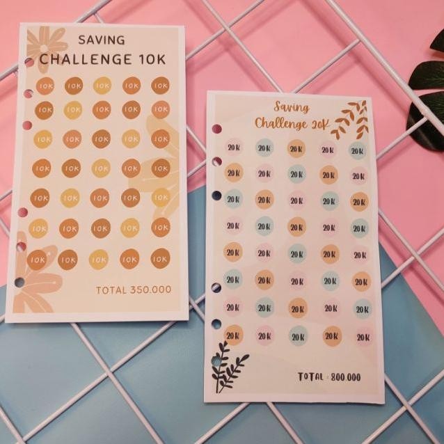 

Loose Leaf Saving Challenge Binder A6 Ring 6 Kertas Isian Agenda Catatan Buku Harian Cashflow Daily Planner