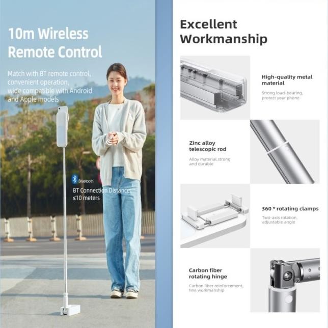 Usams Zb209 Ring Light Stand Phone Show Vlogger Lipat Multifungsi