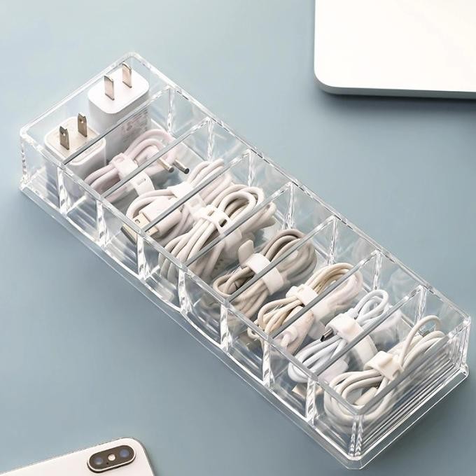 

Kotak Kabel Organizer Cable Storage Box Acrylic 8 Slot - BN-2046