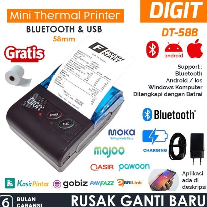Printer Bluetooth Kasir Pos / Ppob Ni 58Mm Thermal Ok-58B