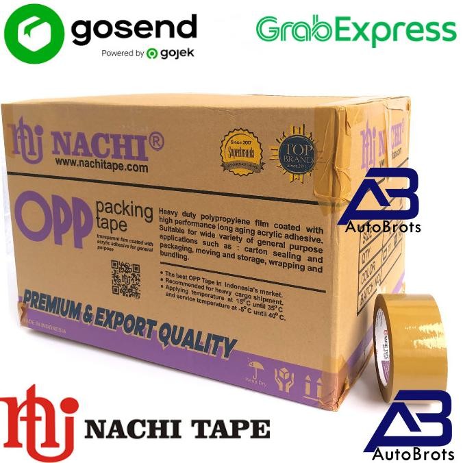 

BEBAS ONGKIR - 1 Dus/72Roll Nachi Tape OPP Lakban Packing Coklat 2 Inch (48mm) X 90Y