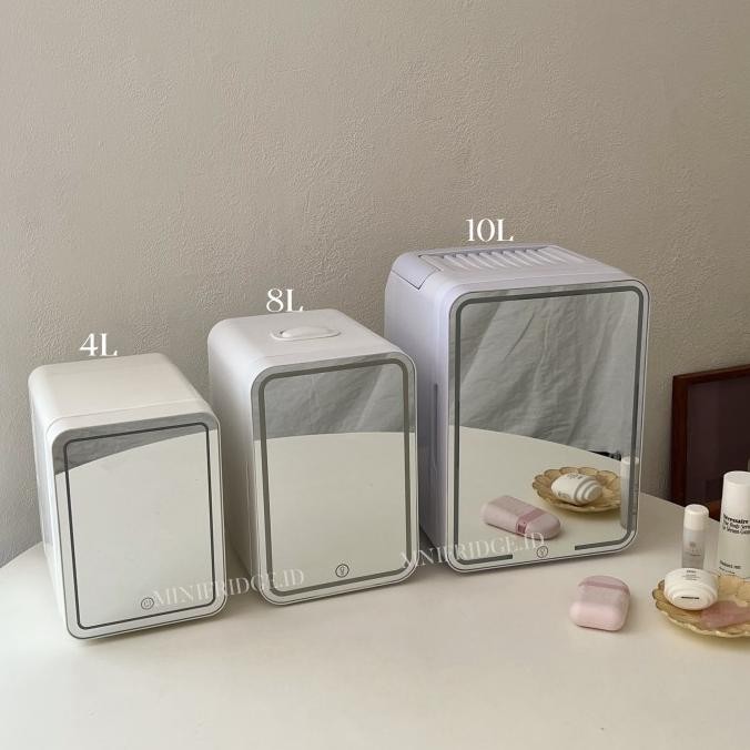 TERMURAH - Skincare Mini Fridge / Kulkas Kosmetik Mini - Mirror LED 8L dan 10L