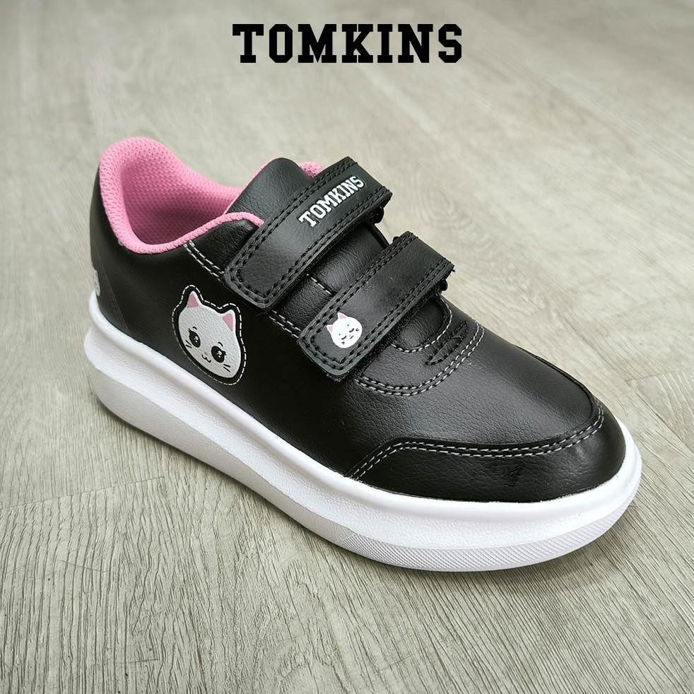 Sepatu Sekolah Anak Perempuan Tomkins Tk Wonka - Black Pink Sepatu Anak Cewek