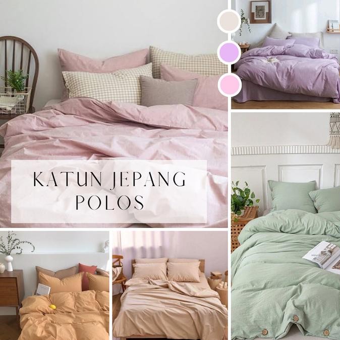 TERLARIS - Bedcover Sprei Katun Jepang Polos Uk 160x200 180x200