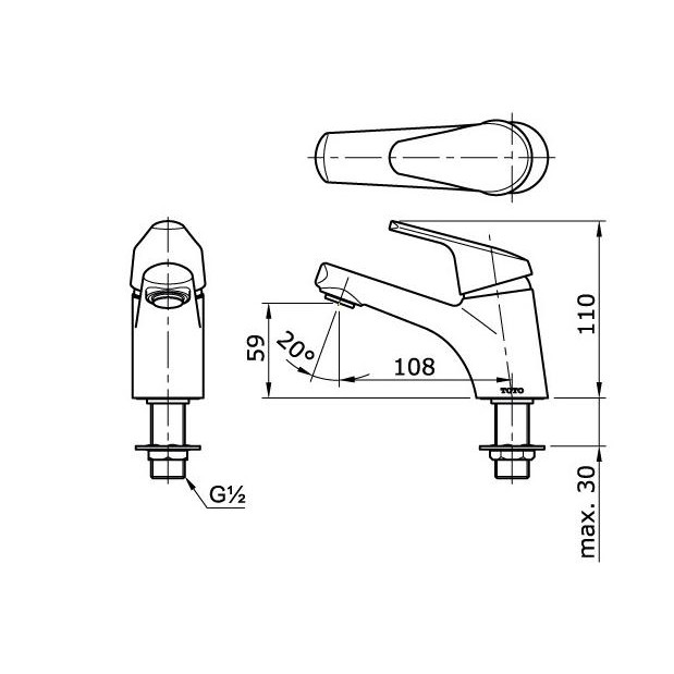 Wastafel Toto Lw240Cj  Ready