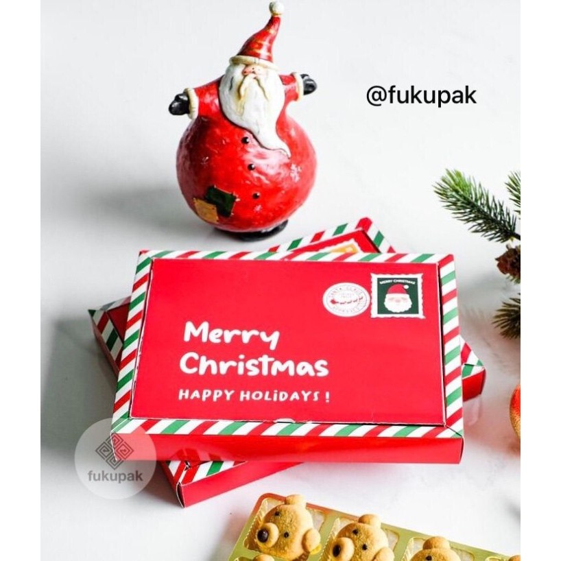 Promo Christmas Letter Box (10Pcs) Kotak Natal Cookie Coklat Mochi Mini Cake