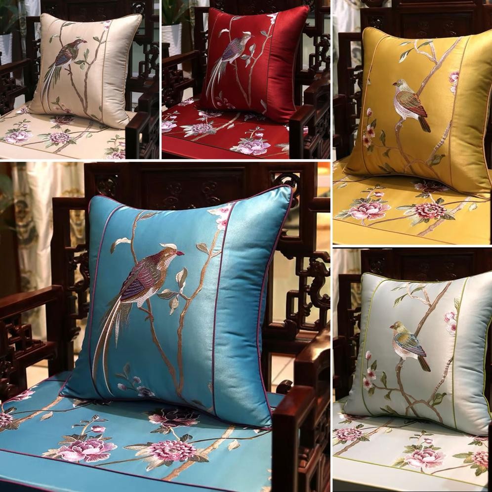 Sarung Bantal Sofa Oriental Imlek Motif Burung (Harga Satuan)