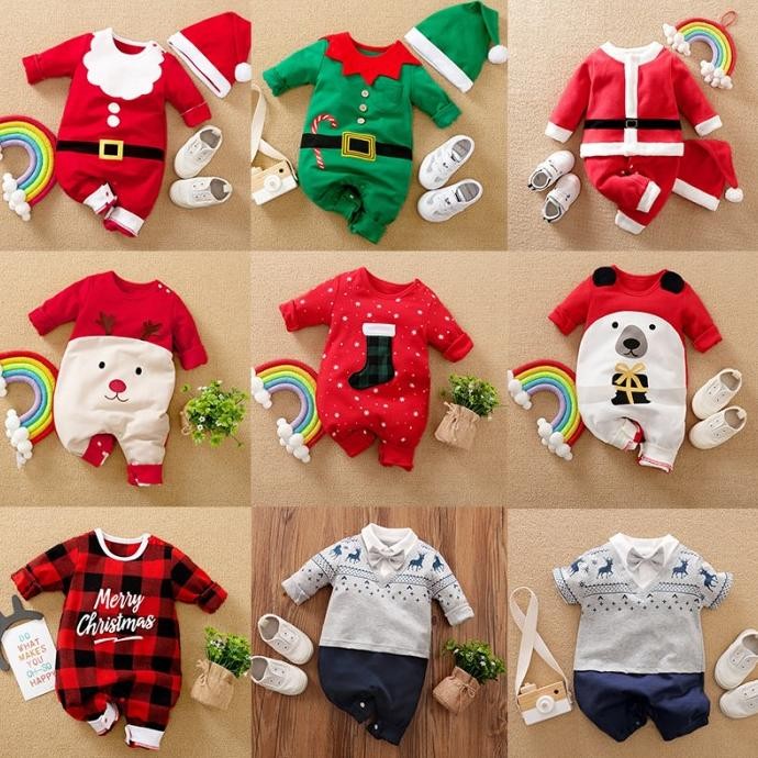 Baju Jumper Bayi Kostum Natal Newborn - 2 Tahun Christmas Baby Santa