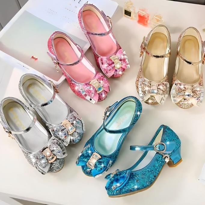 Sepatu Pesta Anak Perempuan Frozen Hak Heels Pendek Princess Cantik