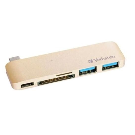 

TERSEDIA VERBATIM TYPE C HUB USB 3 CHARGING ULTRASLIM PORTABLE MACBOOK GOLD