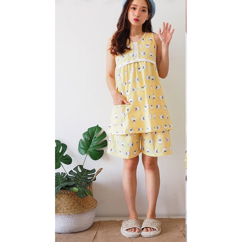 TERBARU Baju Tidur Piyama Wanita Yumico Bahan Import Kaos BT - Wooly Sheep