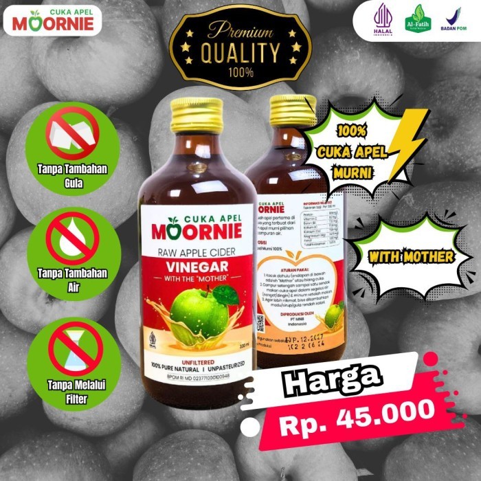 

HARGA DISKON CUKA APEL MOORNIE Original 100% BPOM Cuka Apel With Mother Untuk Diet dan Kesehatan
