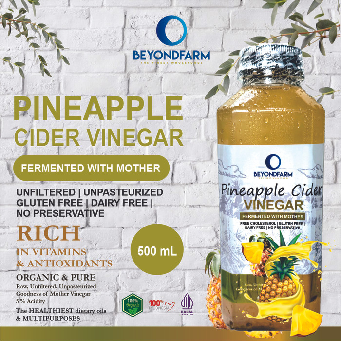 

PROMO BEYONDFARM Cuka Nanas Vinegar 500 ml dengan Endapan Probiotik / Pineapple Cider Vinegar 500 ml