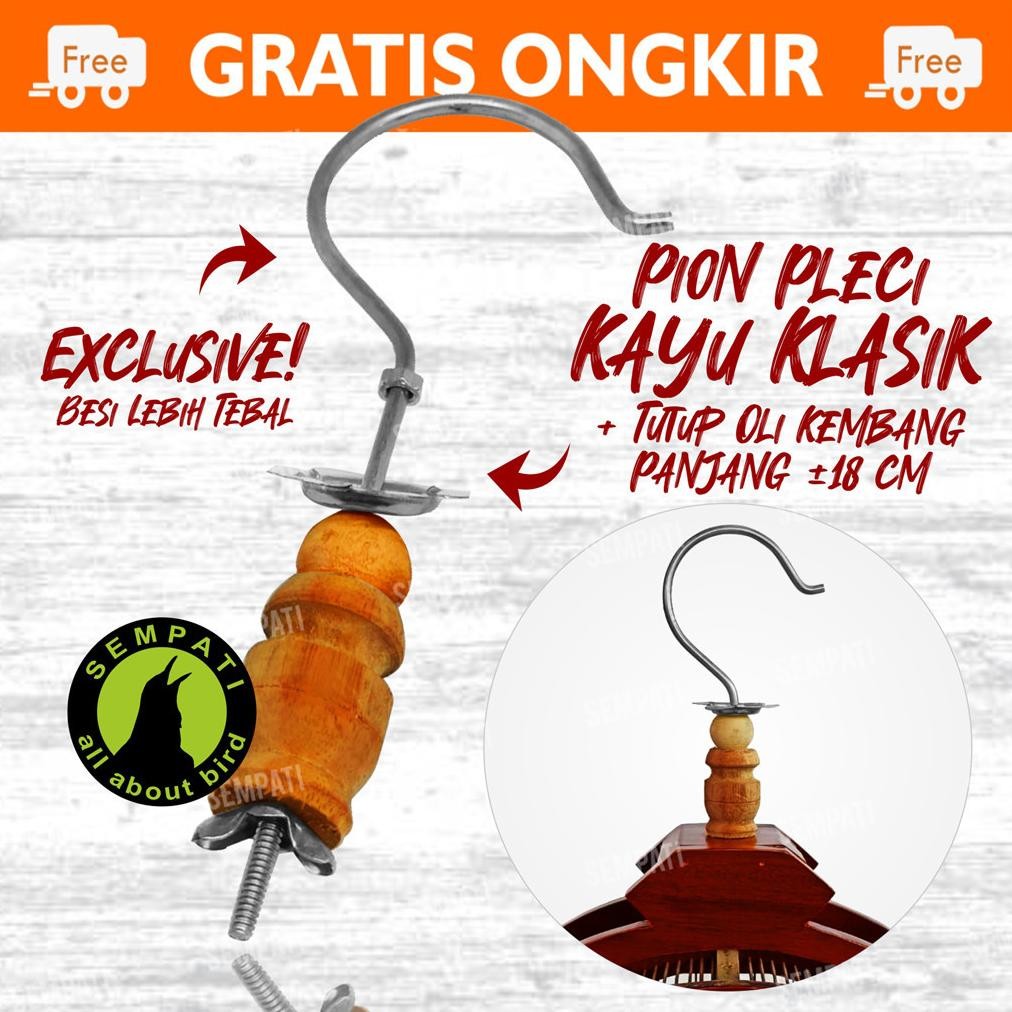 SEMPATI Gantungan Cantolan Kawat Kayu Ebod Jaya Gantungan Sangkar Kandang Burung Kecil Pleci Prenjak